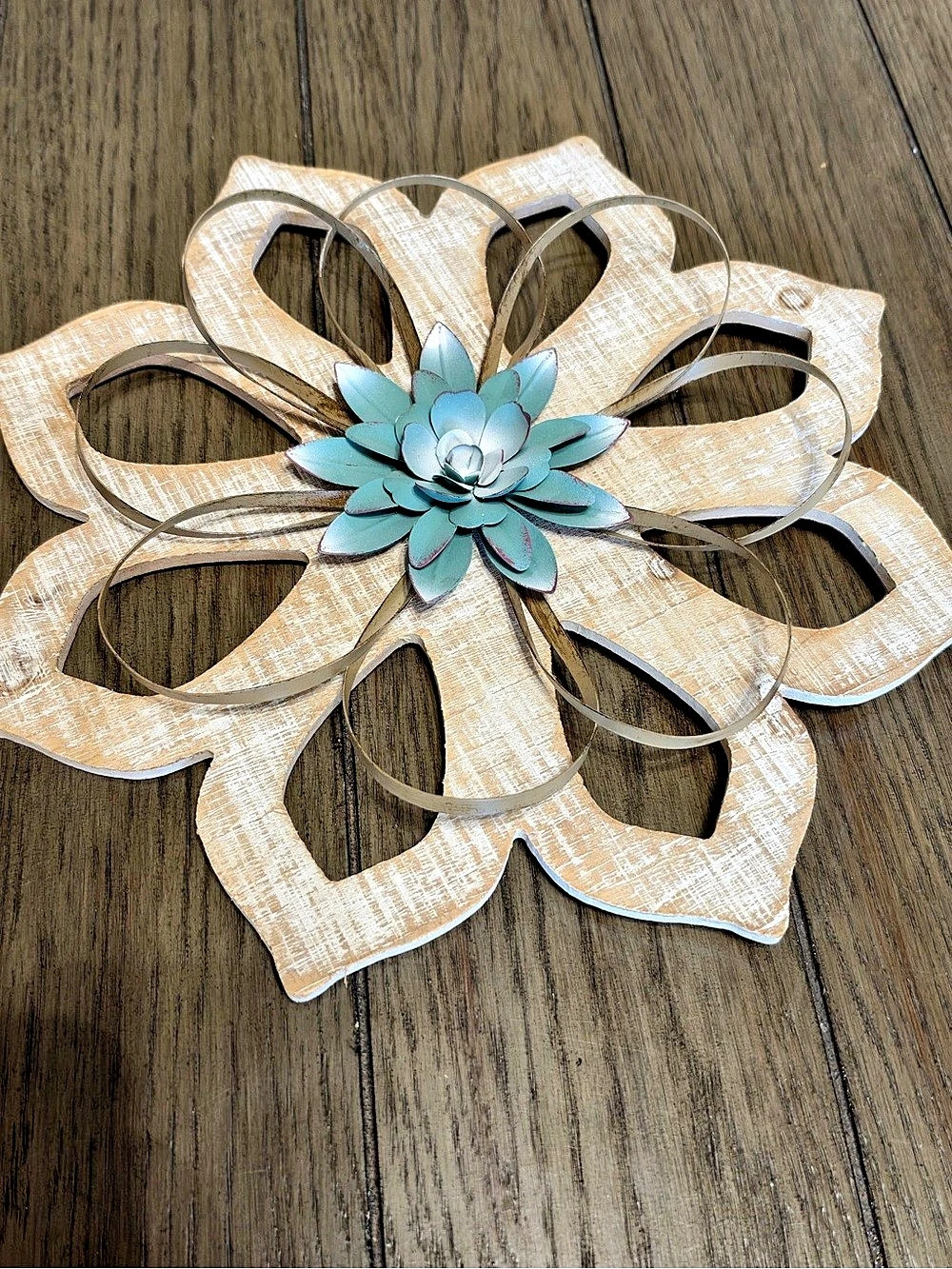 Layered Flower Wall Decor in Beige & Blue